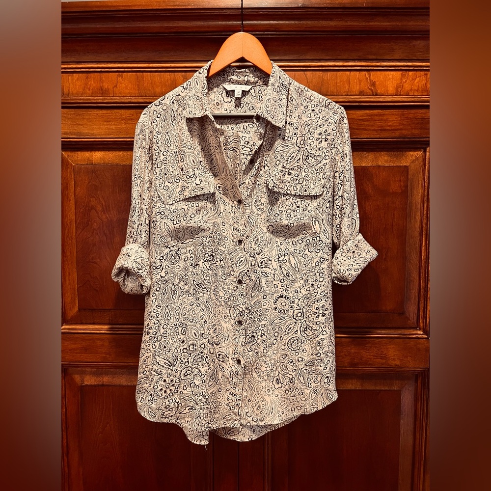 CAbi Women's Silk Paisley Blouse - Size Medium